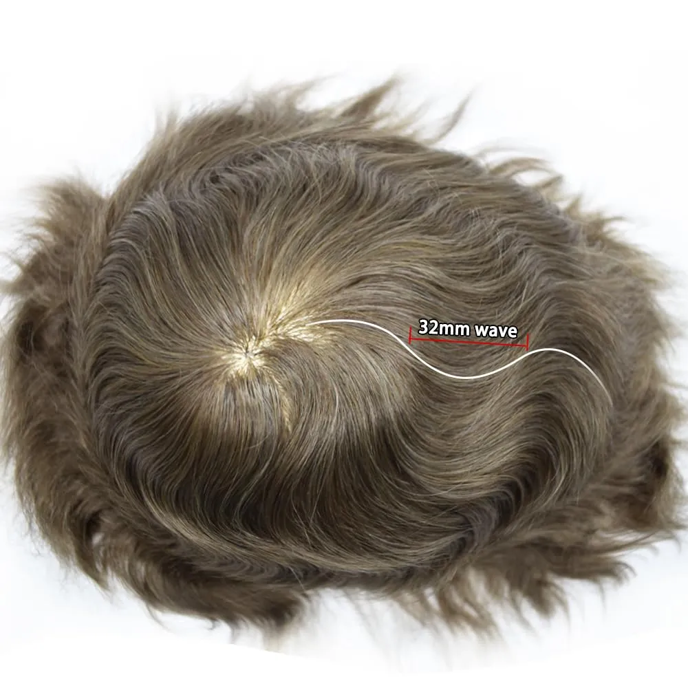 Hair System For Men Toupee Human Hair Pieces French Lace Front Toupee For Men Hair Replacement Systems Fine Mono Men Hairpiece 7X10 Medium light density 5# MEDIUM LIGHT BROWN