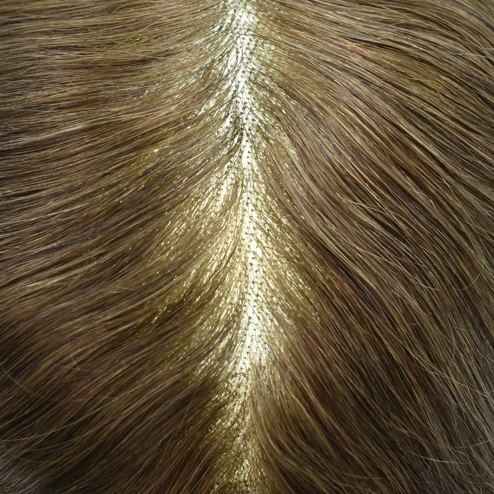 Hair System For Men Toupee Human Hair Pieces French Lace Front Toupee For Men Hair Replacement Systems Fine Mono Men Hairpiece 7X10 Medium light density 5# MEDIUM LIGHT BROWN