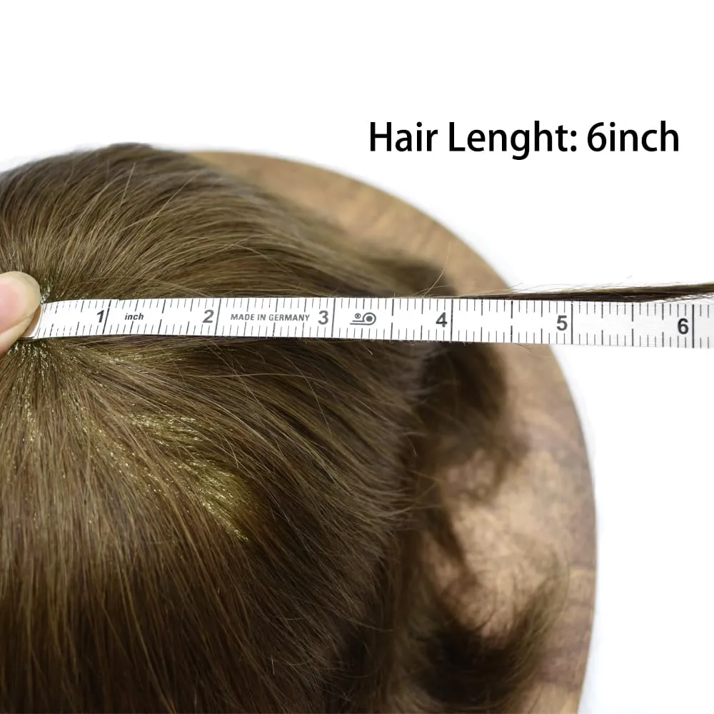 Hair System For Men Toupee Human Hair Pieces French Lace Front Toupee For Men Hair Replacement Systems Fine Mono Men Hairpiece 7X10 Medium light density 5# MEDIUM LIGHT BROWN