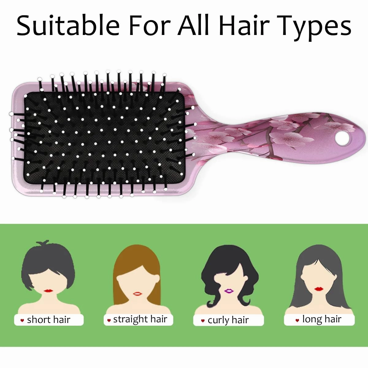Hair Brush, Peach Blossom Curly Brush, All Hair Types, Ultra-Soft Bristles Glide Through Tangles with Ease, Curly Dry Wet Hair Comb for Men Women Boys and Girls, Japanese