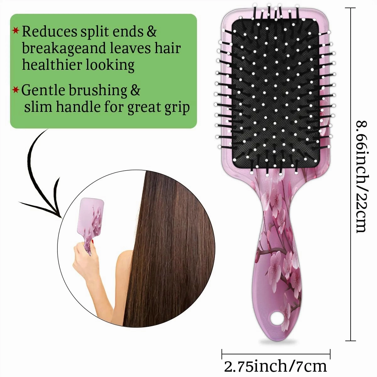 Hair Brush, Peach Blossom Curly Brush, All Hair Types, Ultra-Soft Bristles Glide Through Tangles with Ease, Curly Dry Wet Hair Comb for Men Women Boys and Girls, Japanese