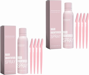 Hair Identifier Spray for Face Shaving and Dermaplaning Tool with 4 Razors, Upgraded Dermaplaning Spray for Women Facial Hair Removal, Gentle On All Skin Types(2Count (Pack of 2))