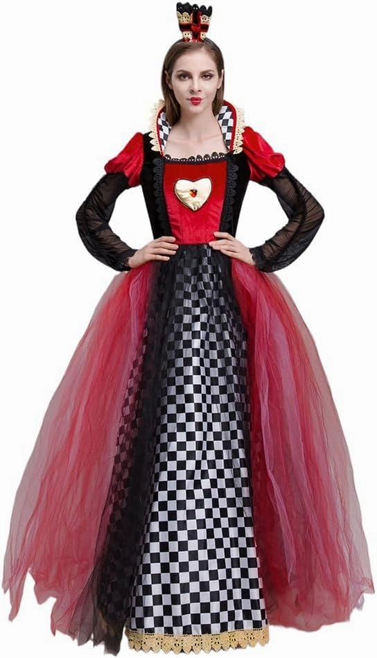 Halloween Adult Court Hearts cosplay Queen Princess Dress Masquerade Stage Performance Costume