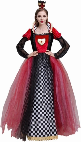 Halloween Adult Court Hearts cosplay Queen Princess Dress Masquerade Stage Performance Costume