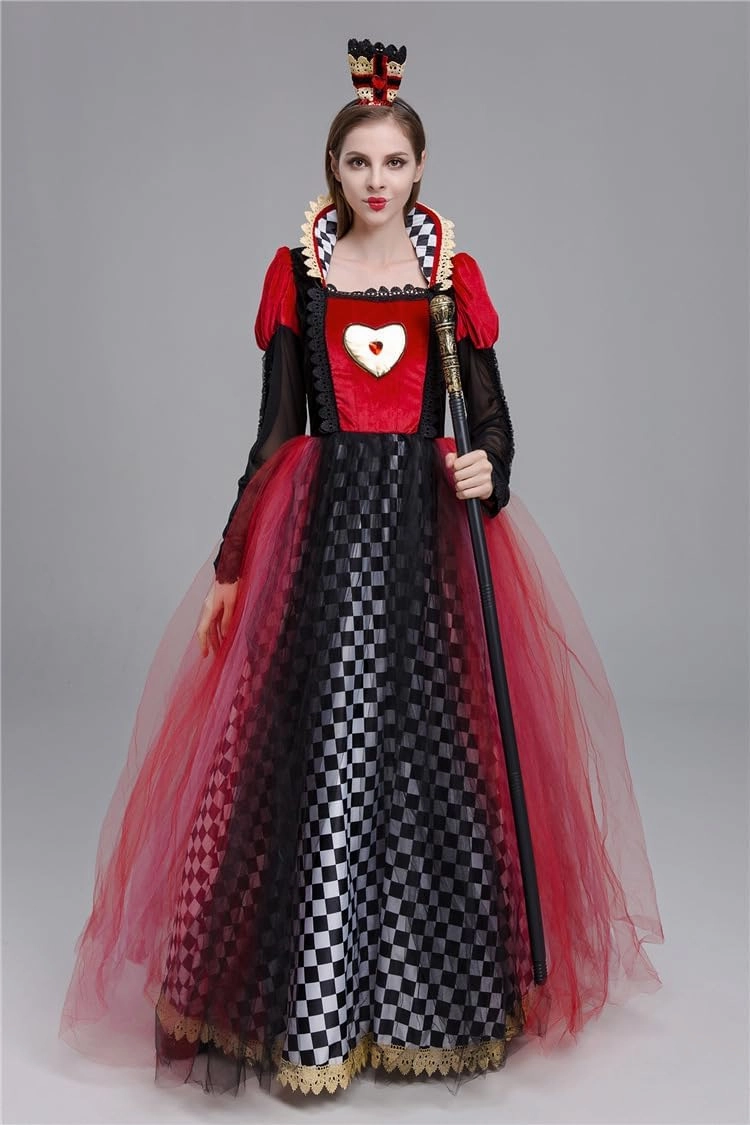 Halloween Adult Court Hearts cosplay Queen Princess Dress Masquerade Stage Performance Costume
