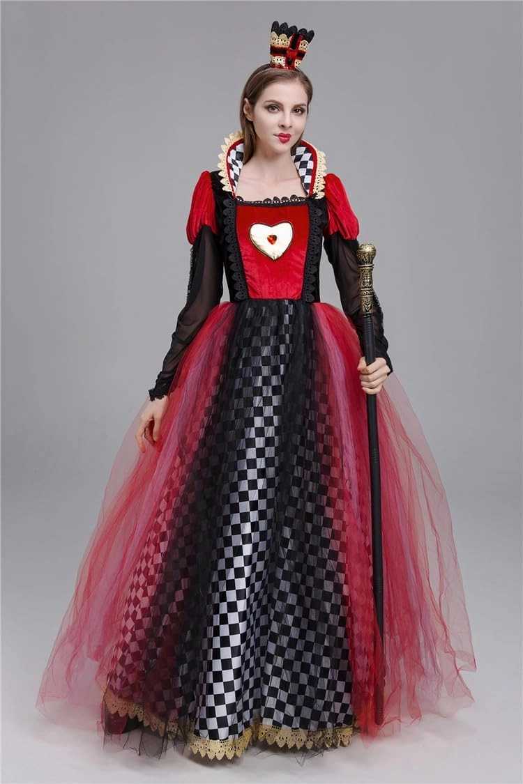 Halloween Adult Court Hearts cosplay Queen Princess Dress Masquerade Stage Performance Costume