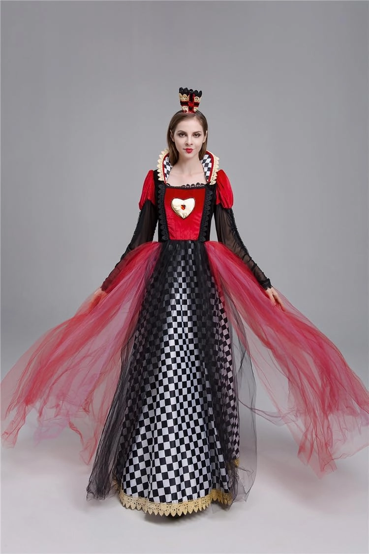 Halloween Adult Court Hearts cosplay Queen Princess Dress Masquerade Stage Performance Costume