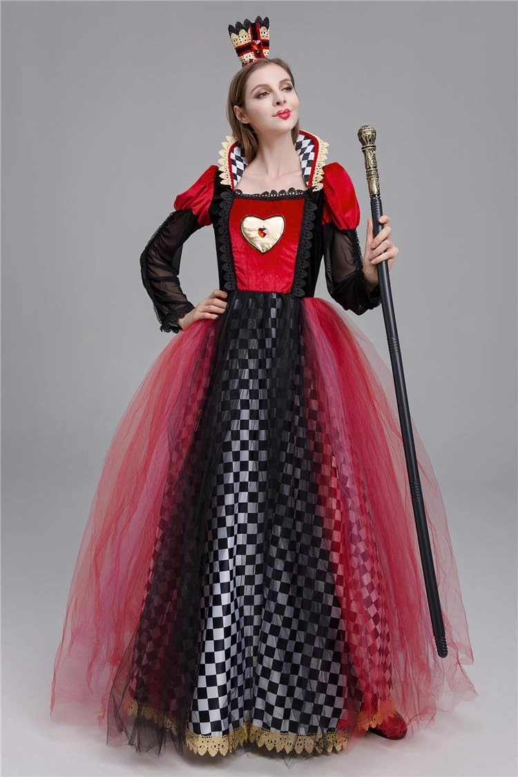 Halloween Adult Court Hearts cosplay Queen Princess Dress Masquerade Stage Performance Costume