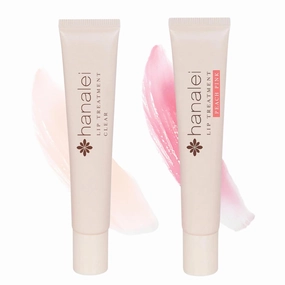 Hanalei Lip Treatment Bundle (Clear and Peach Pink), Made with Kukui Oil, Shea Butter, Agave, and Grapeseed Oil, Soothe Dry Lips (Cruelty free, Paraben free)