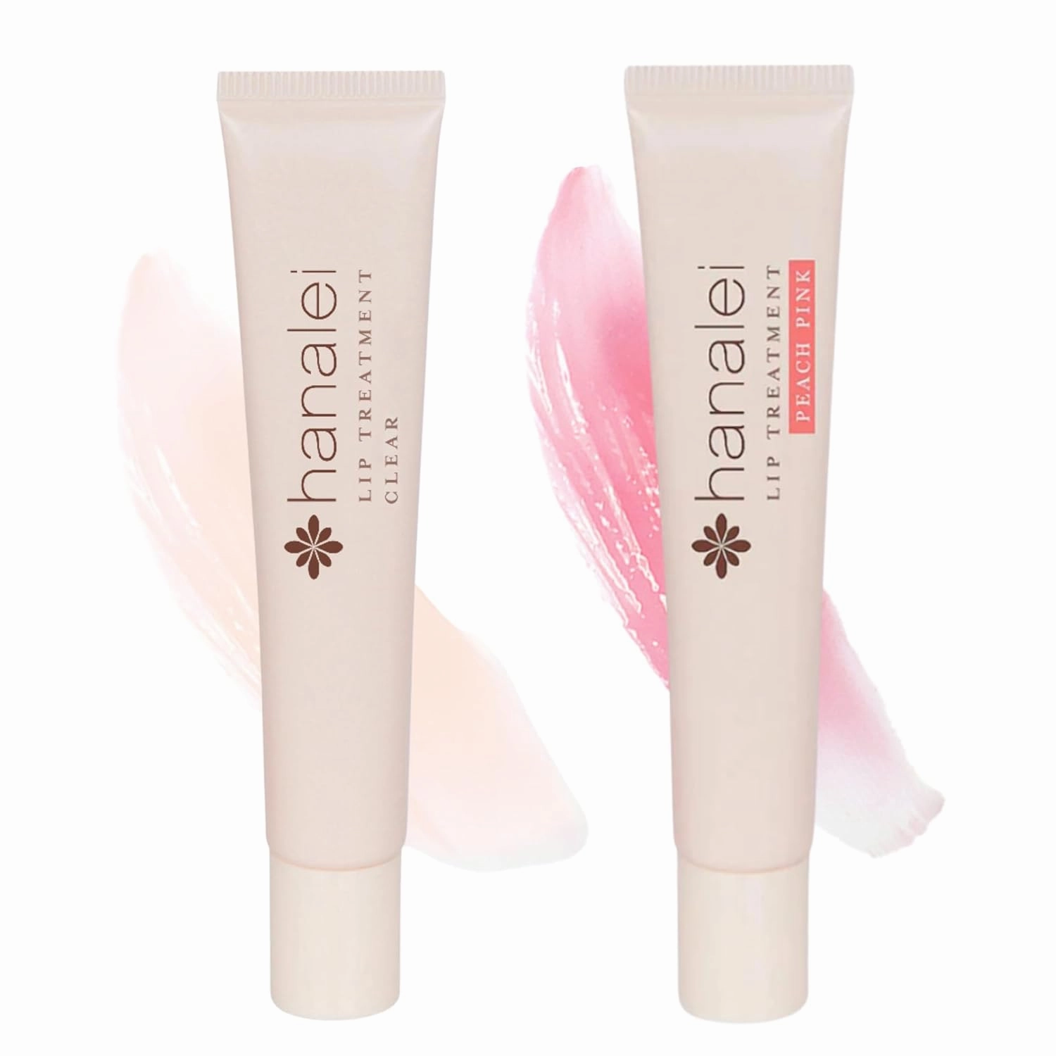 Hanalei Lip Treatment Bundle (Clear and Peach Pink), Made with Kukui Oil, Shea Butter, Agave, and Grapeseed Oil, Soothe Dry Lips (Cruelty free, Paraben free)