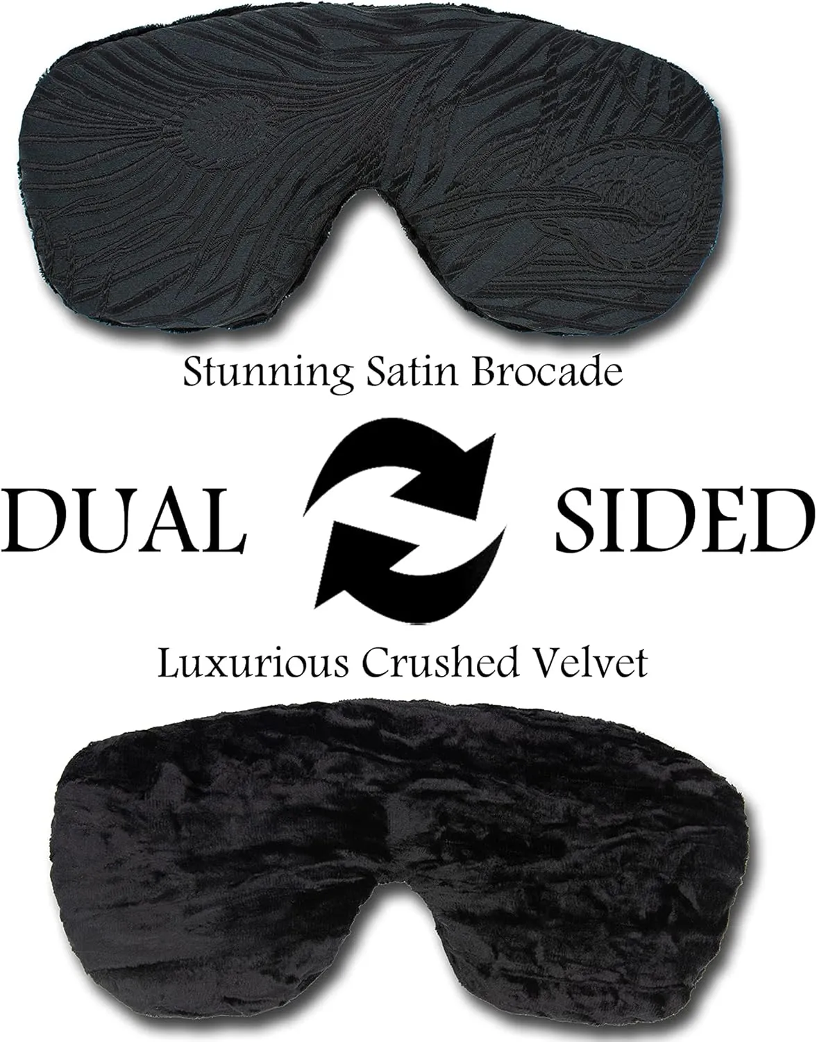 Handmade Opulence Eye Mask Pillow - Weighted Flaxseed Fill, Unscented, Satin & Velvet, Adjustable Strap - Ideal for Meditation & Restful Sleep - Black Magic - TEMF-BM