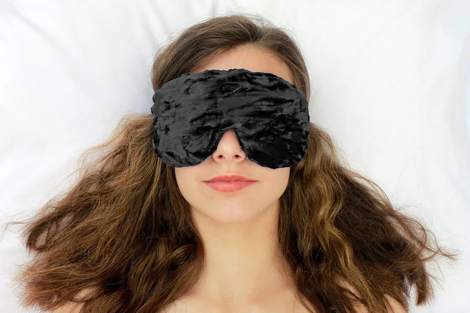 Handmade Opulence Eye Mask Pillow - Weighted Flaxseed Fill, Unscented, Satin & Velvet, Adjustable Strap - Ideal for Meditation & Restful Sleep - Black Magic - TEMF-BM