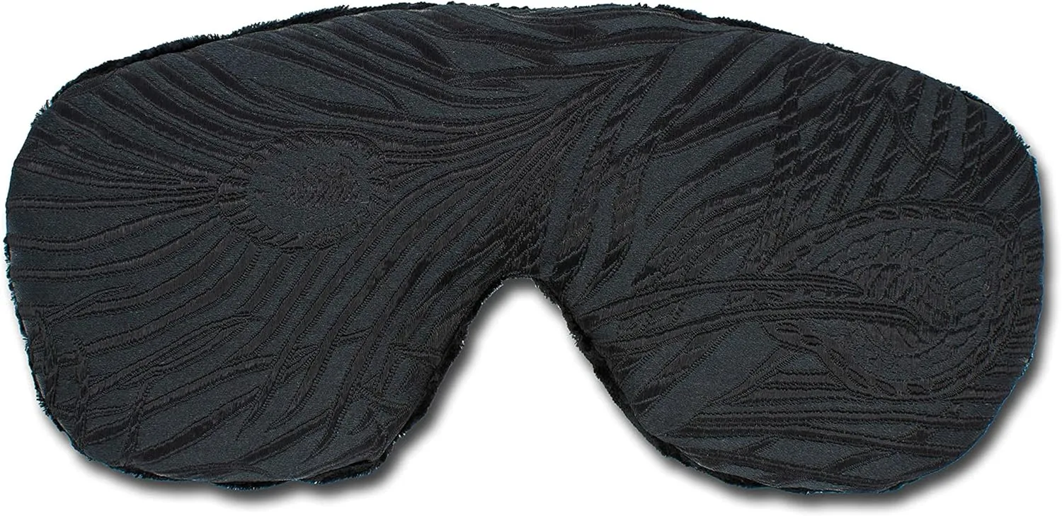 Handmade Opulence Eye Mask Pillow - Weighted Flaxseed Fill, Unscented, Satin & Velvet, Adjustable Strap - Ideal for Meditation & Restful Sleep - Black Magic - TEMF-BM