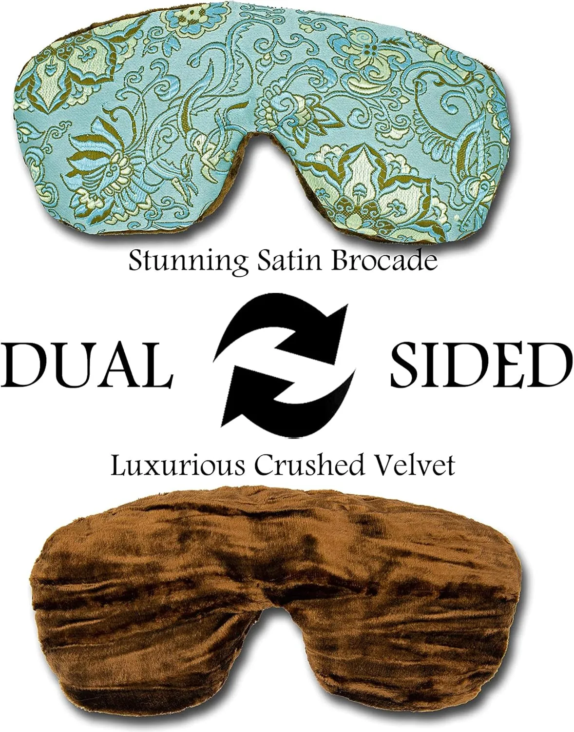 Handmade Opulence Eye Mask Pillow - Weighted Flaxseed Fill, Unscented, Satin & Velvet, Adjustable Strap - Ideal for Meditation & Restful Sleep - Blue Lagoon - TEMF-BL