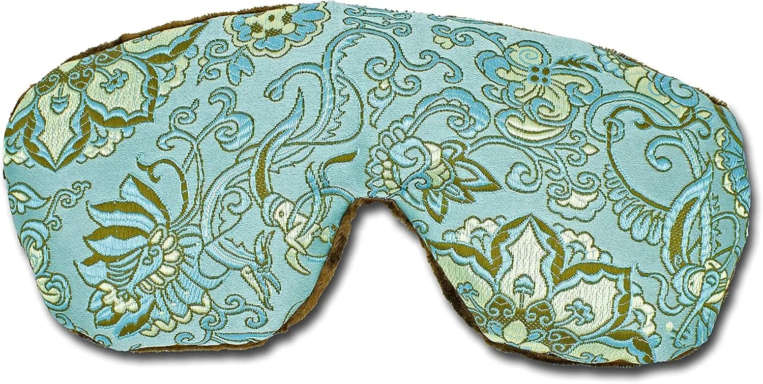 Handmade Opulence Eye Mask Pillow - Weighted Flaxseed Fill, Unscented, Satin & Velvet, Adjustable Strap - Ideal for Meditation & Restful Sleep - Blue Lagoon - TEMF-BL