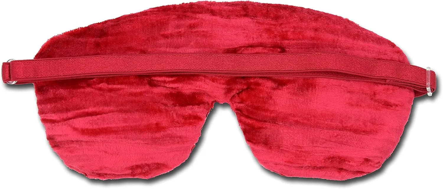 Handmade Opulence Eye Mask Pillow - Weighted Flaxseed Fill, Unscented, Satin & Velvet, Adjustable Strap - Ideal for Meditation & Restful Sleep - Cherry - TEMF-CH