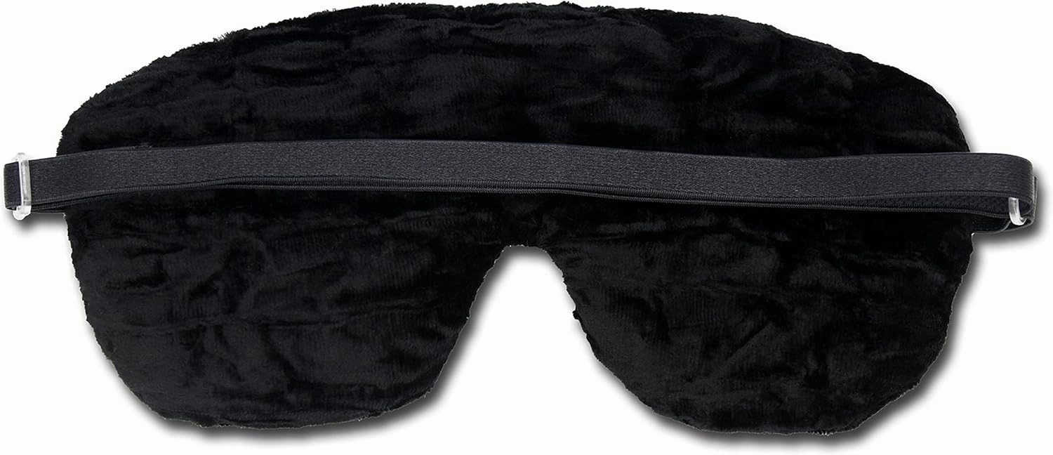 Handmade Opulence Eye Mask Pillow - Weighted Flaxseed Fill, Unscented, Satin & Velvet, Adjustable Strap - Ideal for Meditation & Restful Sleep - Black - TEMF-BK