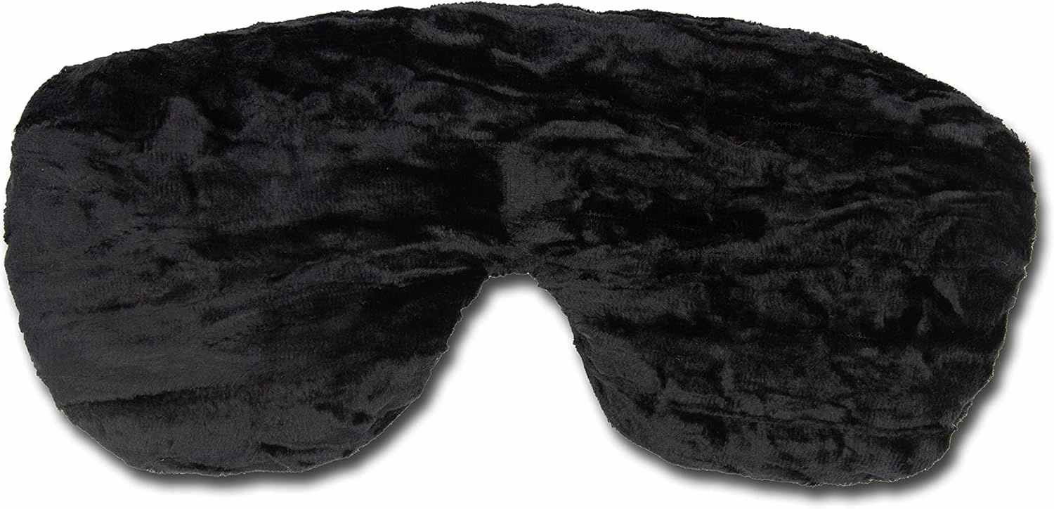 Handmade Opulence Eye Mask Pillow - Weighted Flaxseed Fill, Unscented, Satin & Velvet, Adjustable Strap - Ideal for Meditation & Restful Sleep - Black - TEMF-BK