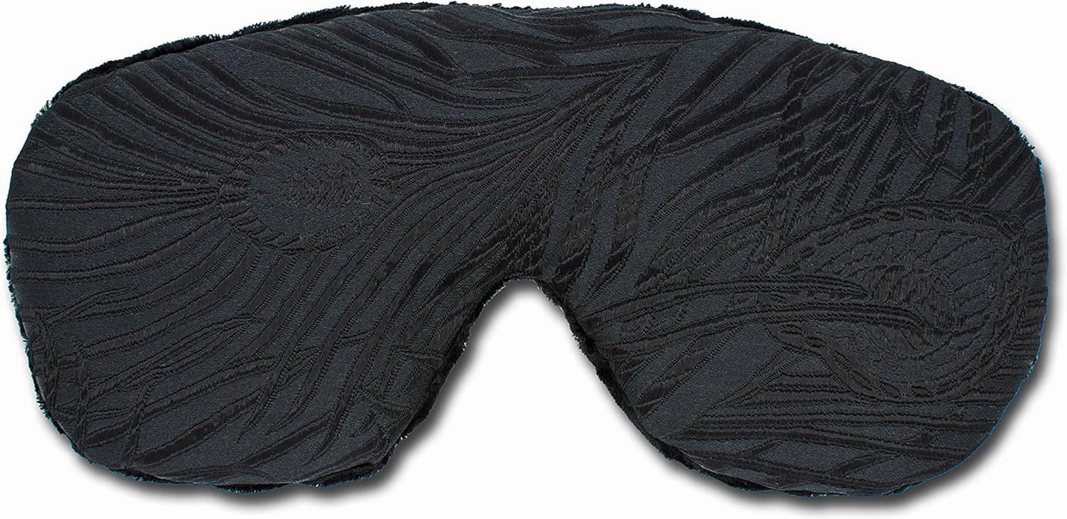 Handmade Opulence Eye Mask Pillow - Weighted Flaxseed Fill, Unscented, Satin & Velvet, Adjustable Strap - Ideal for Meditation & Restful Sleep - Black Magic - TEMF-BM