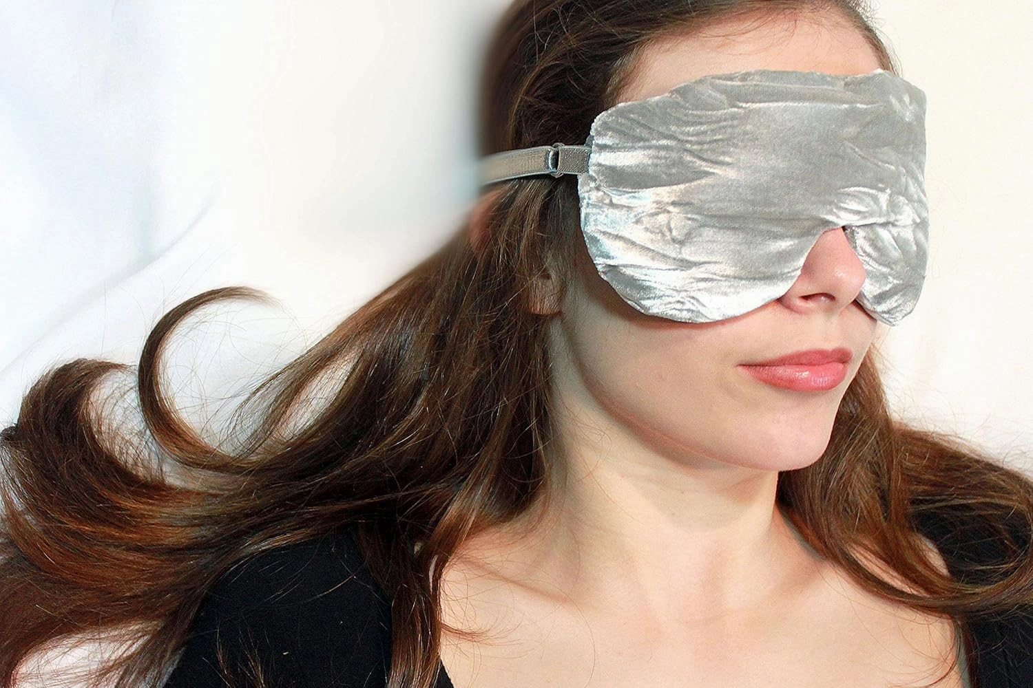 Handmade Opulence Eye Mask Pillow - Weighted Flaxseed Fill, Unscented, Satin & Velvet, Adjustable Strap - Ideal for Meditation & Restful Sleep - Lovely Lilac - TEMF-LL