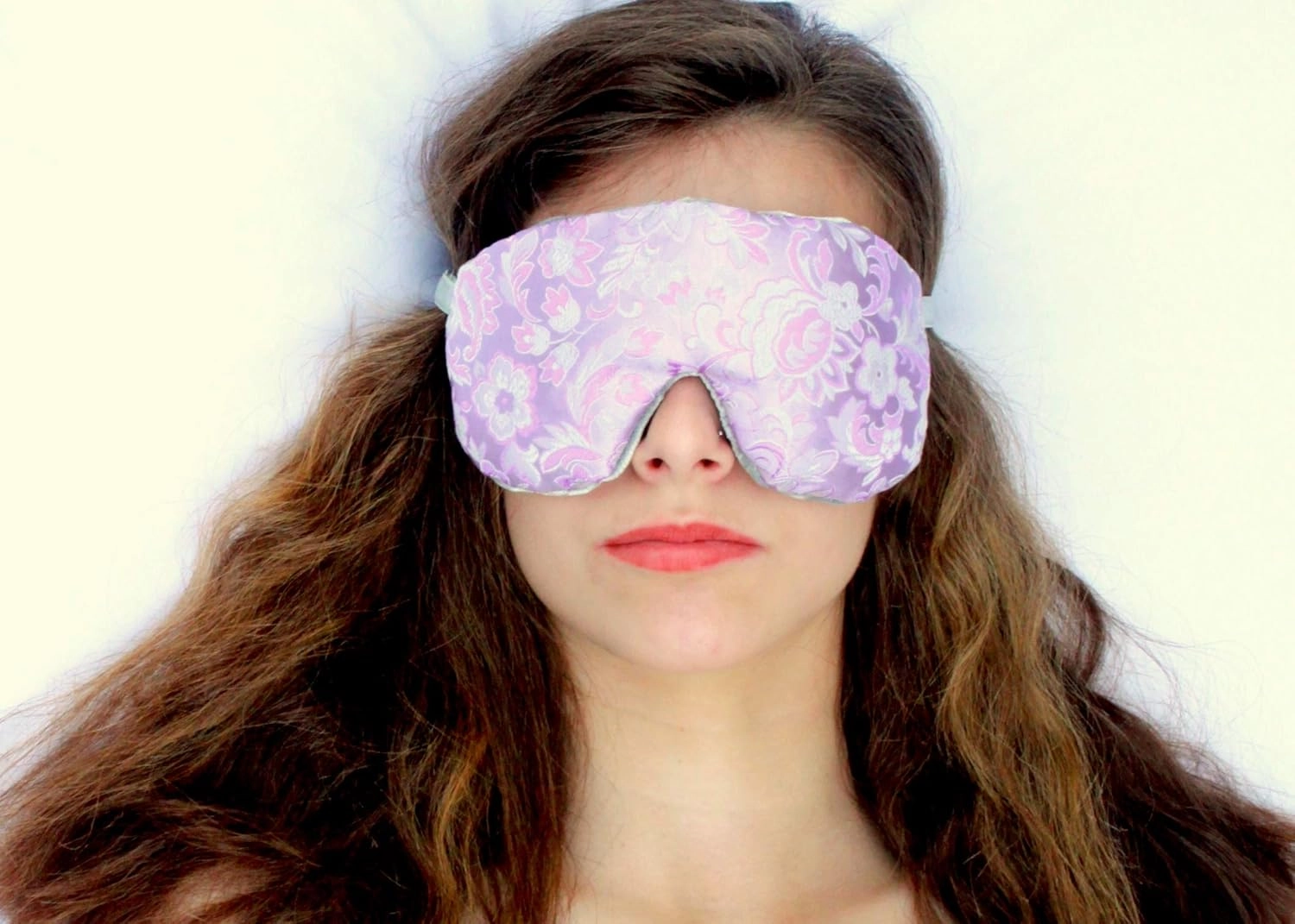 Handmade Opulence Eye Mask Pillow - Weighted Flaxseed Fill, Unscented, Satin & Velvet, Adjustable Strap - Ideal for Meditation & Restful Sleep - Lovely Lilac - TEMF-LL