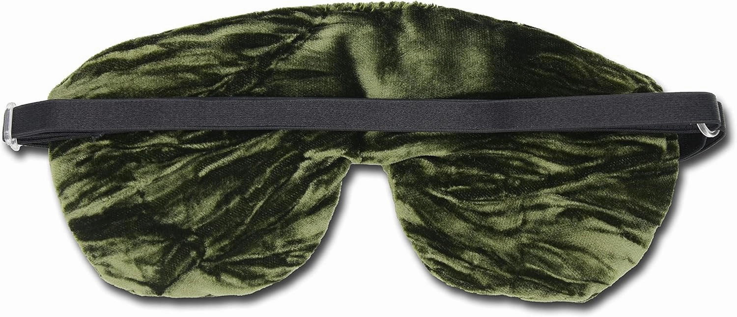 Handmade Opulence Eye Mask Pillow - Weighted Flaxseed Fill, Unscented, Satin & Velvet, Adjustable Strap - Ideal for Meditation & Restful Sleep - Spring Green - TEMF-SG