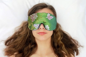 Handmade Opulence Eye Mask Pillow - Weighted Flaxseed Fill, Unscented, Satin & Velvet, Adjustable Strap - Ideal for Meditation & Restful Sleep - Spring Green - TEMF-SG
