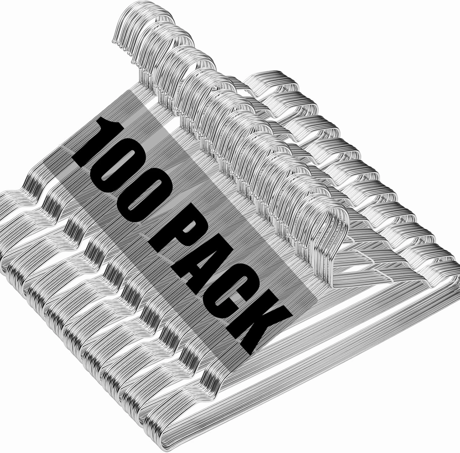 Hangers 100 Pack Wire Hangers Heavy Duty Clothes Hanger Ultra Thin Space Saving Metal Hangers16.5in by WYCQKL