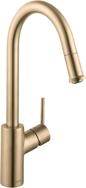 hansgrohe Talis S² Gold High Arc Kitchen Faucet, Kitchen Faucets with Pull Down Sprayer, Faucet for Kitchen Sink, Magnetic Docking Spray Head, Brushed Gold Optic 14872251