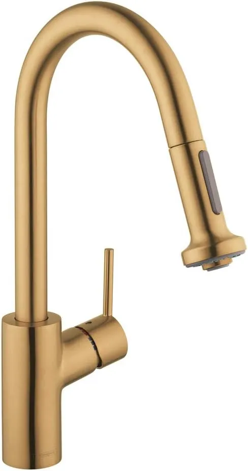 hansgrohe Talis S² Gold High Arc Kitchen Faucet, Kitchen Faucets with Pull Down Sprayer, Faucet for Kitchen Sink, Magnetic Docking Spray Head, Brushed Gold Optic 14877251