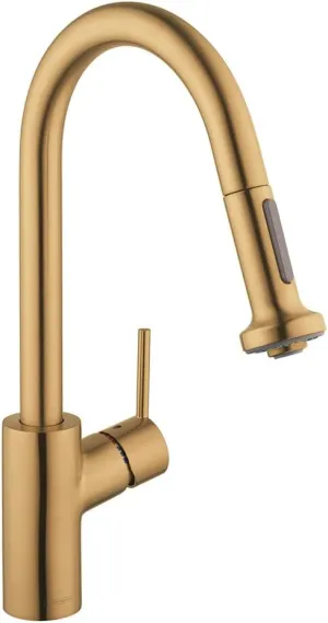 hansgrohe Talis S² Gold High Arc Kitchen Faucet, Kitchen Faucets with Pull Down Sprayer, Faucet for Kitchen Sink, Magnetic Docking Spray Head, Brushed Gold Optic 14877251