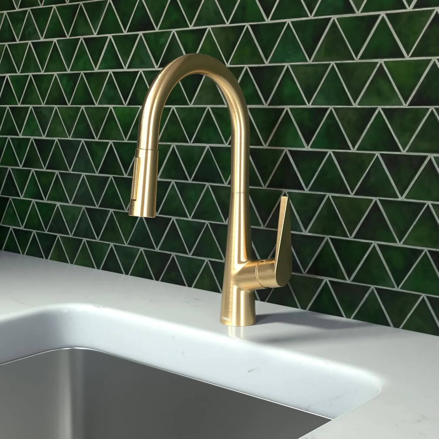 hansgrohe Talis S Gold High Arc Kitchen Faucet, Kitchen Faucets with Pull Down Sprayer, Faucet for Kitchen Sink, Magnetic Docking Spray Head, Brushed Gold Optic 72813251