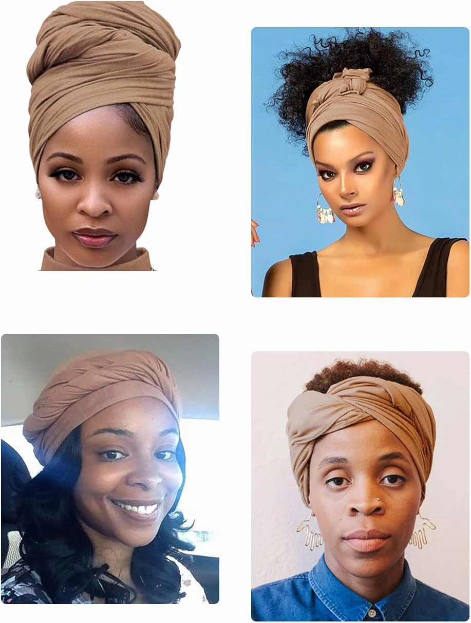 Harewom Head Wraps for Black Women Stretch Head Scarf Long African Hair Wraps Turban Headwraps Jersey Headbands