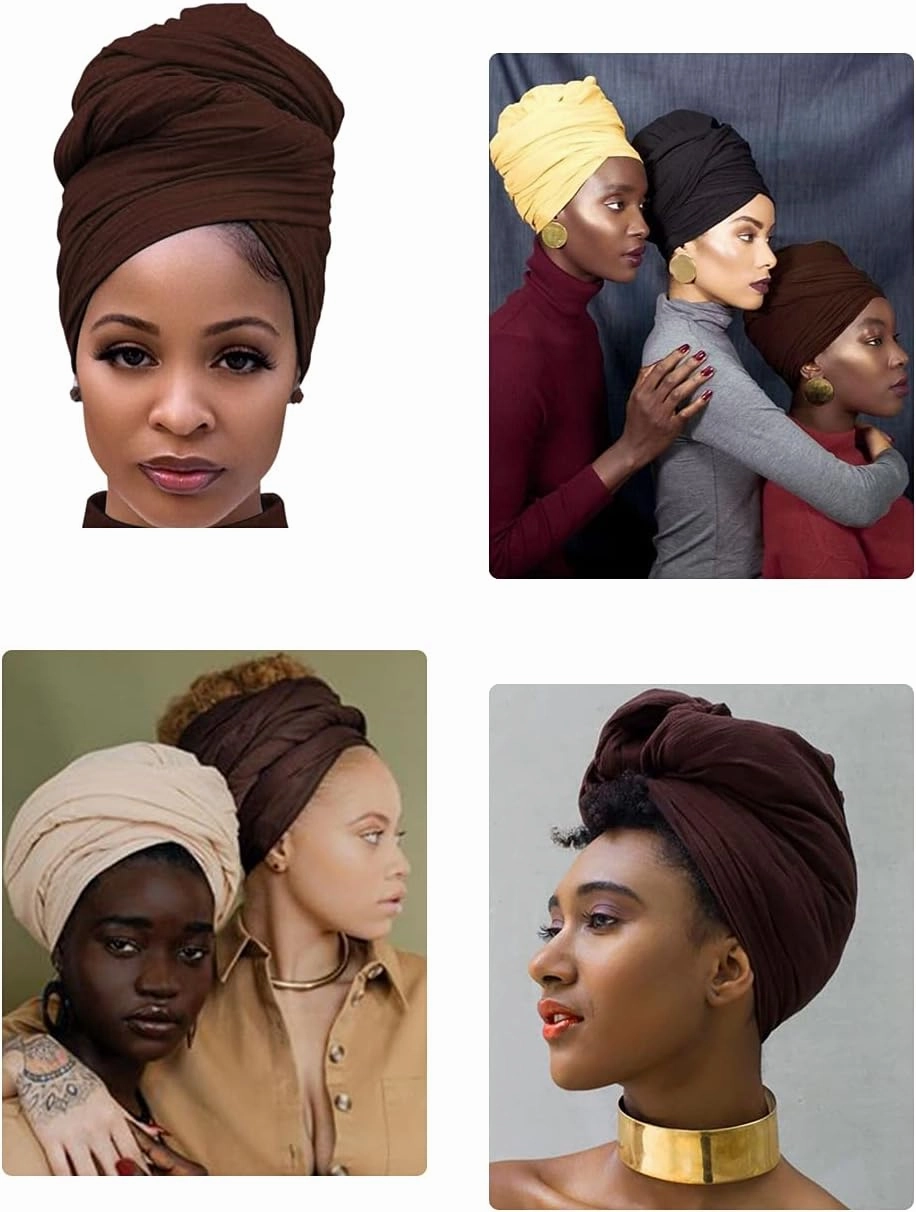 Harewom Head Wraps for Black Women Stretch Head Scarf Long African Hair Wraps Turban Headwraps Jersey Headbands