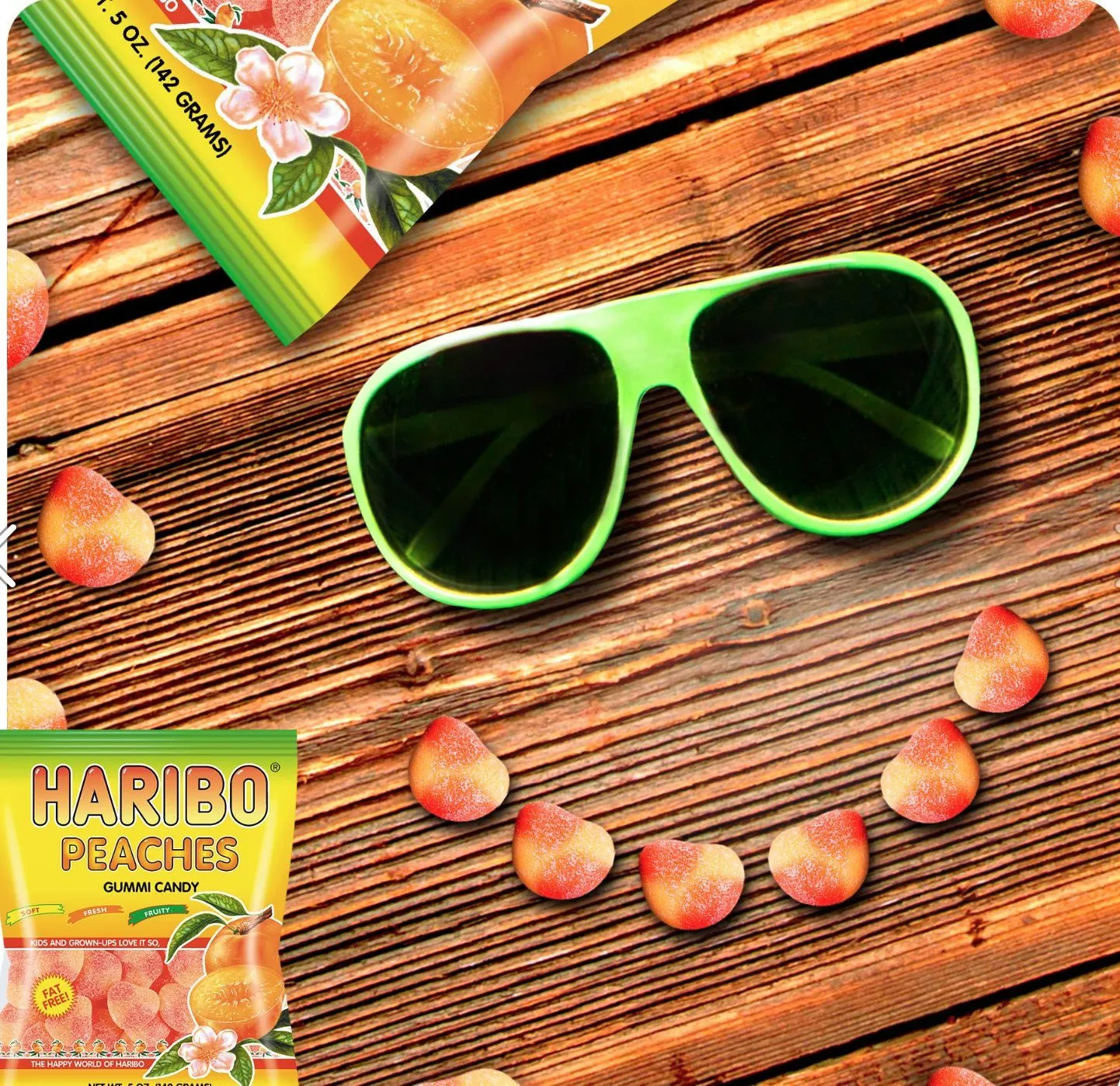 HARIBO Gummi Candy, Peaches Gummy Candy, 5 Ounce Share Size Bags (Pack of 12) Delicious Soft & Chewy Sweet Snacks, Fruity Peach Flavor