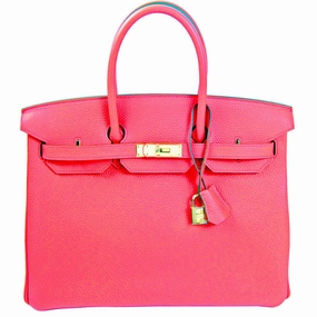 Hermes Rose Jaipur 35cm Birkin Gold Hardware GHW GLOWING