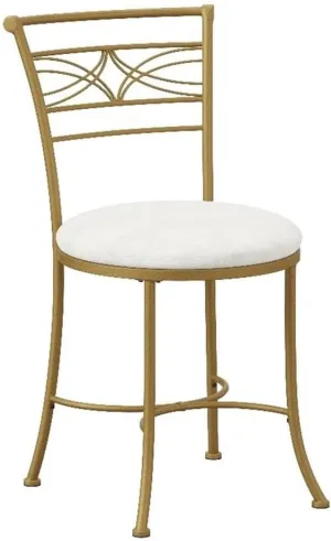 Hillsdale, Dutton Metal Vanity Stool with Center Diamond Design for Makeup Room or Bathroom, Gold