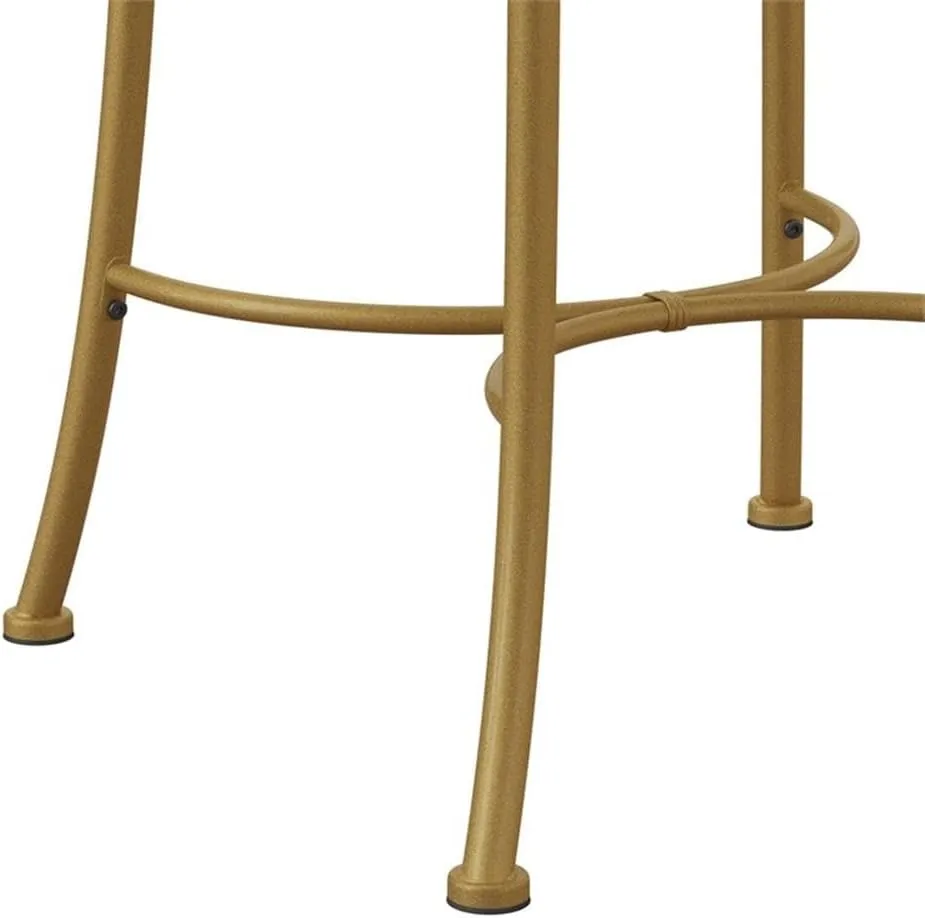 Hillsdale, Dutton Metal Vanity Stool with Center Diamond Design for Makeup Room or Bathroom, Gold