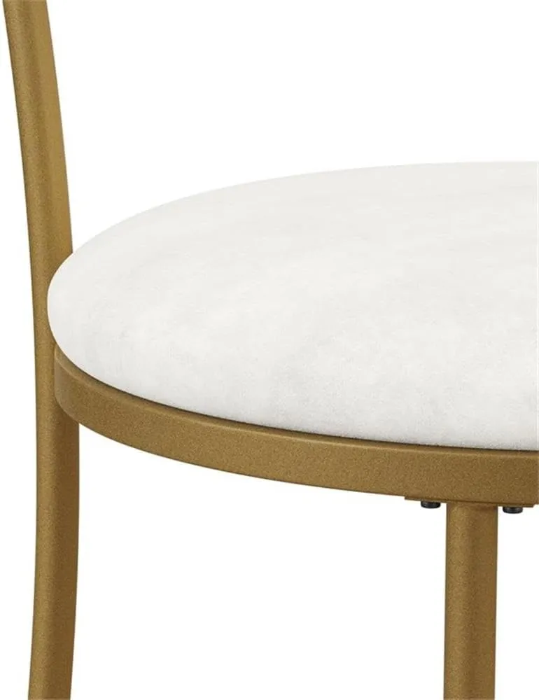 Hillsdale, Dutton Metal Vanity Stool with Center Diamond Design for Makeup Room or Bathroom, Gold
