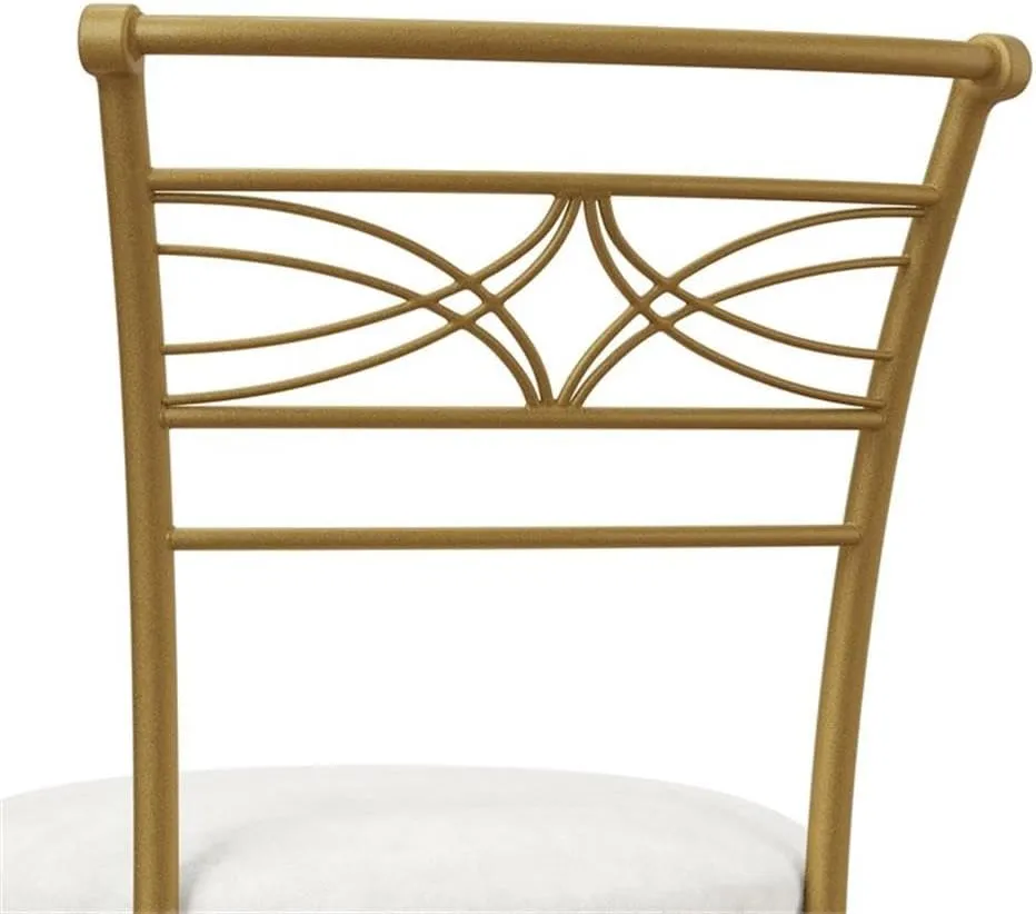 Hillsdale, Dutton Metal Vanity Stool with Center Diamond Design for Makeup Room or Bathroom, Gold