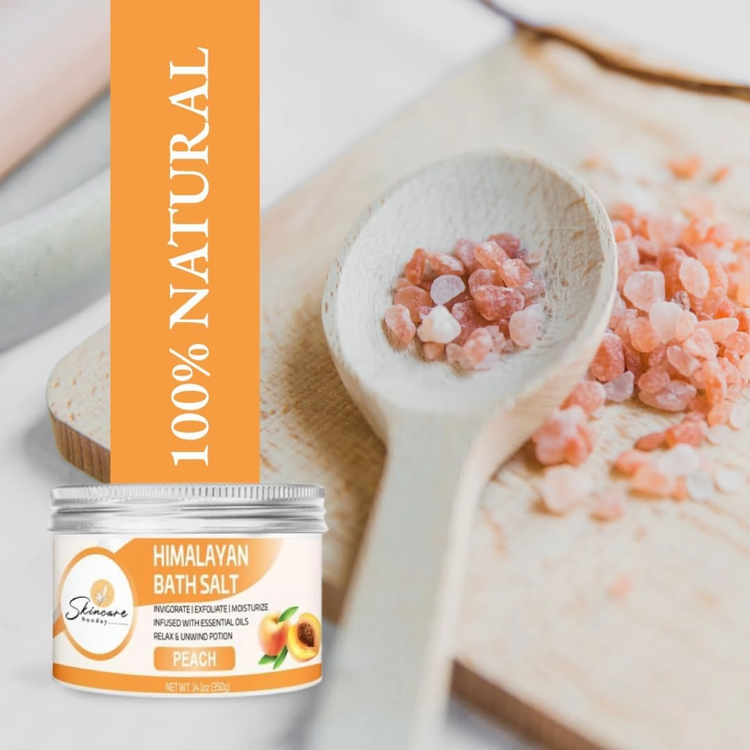 Himalayan Bath Salts – Pack of 3 | Infused with Minerals and Essential Oils - Invigorate | Exfoliate | Moisturize | Detoxify | Cleanse - Relaxing & unwinding Potion (Peach)