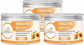 Himalayan Bath Salts – Pack of 3 | Infused with Minerals and Essential Oils - Invigorate | Exfoliate | Moisturize | Detoxify | Cleanse - Relaxing & unwinding Potion (Peach)