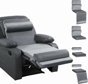 HOMBYS 5-in-1 Recliner Seat Cushion for Elderly Lumbar Support Pillow   Leg Pad, with Adjustable Half Moon Neck Pillow & Footrest, Foam Filling with Velvet Fabric, Thick & Non-Slip, Grey