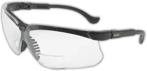 Honeywell Uvex Ademco by Genesis 3 Diopter Black Safety Glasses With Clear Anti-ScratchHard Coat Lens, Black/Clear, 3.0 (S3764)