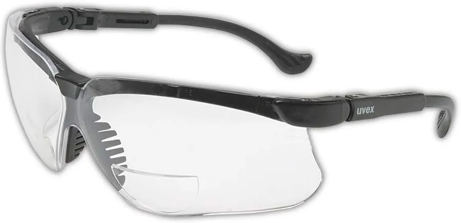 Honeywell Uvex Ademco by Genesis 3 Diopter Black Safety Glasses With Clear Anti-ScratchHard Coat Lens, Black/Clear, 3.0 (S3764)