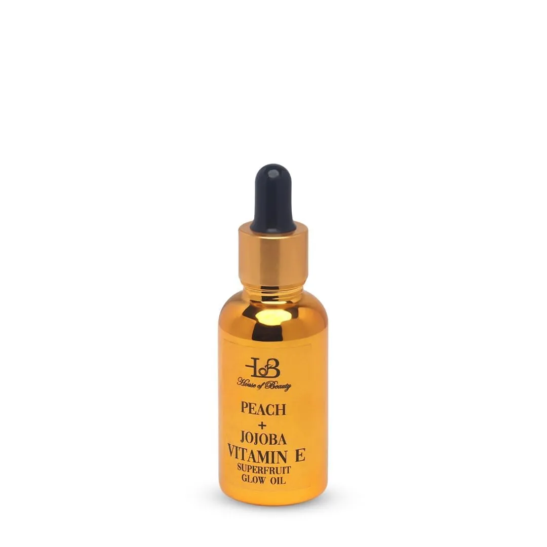 Hou,se Of Beau'ty Super Fruit Glow Oil, Peach and Jojoba with Vitamin E for Normal Skin Type, Natural and Healthy Skin(30ml)