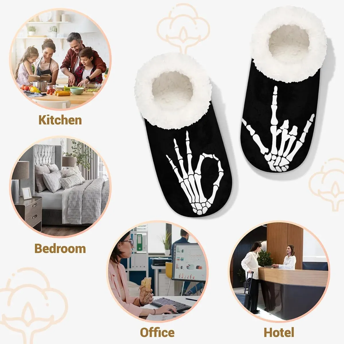 House Slippers for Women Men Winter Fuzzy Memory Foam Slippers Indoor Warm Full Slippers