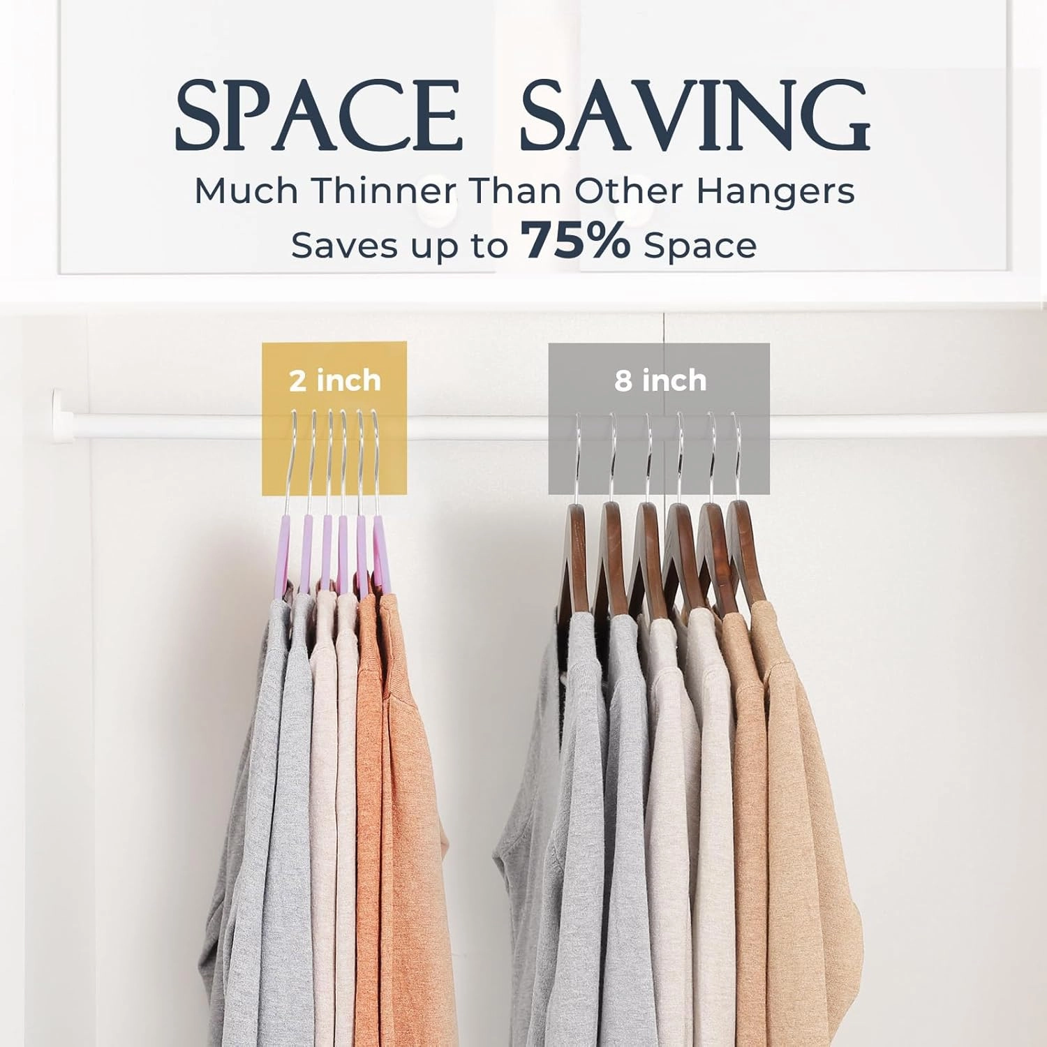HOUSE DAY Lt-Purple Velvet Hangers 60 Pack, Non Slip Clothes Felt Hanger Heavy Duty for Coat, Premium Slim Space Saving Suit Hangers for Closet Organizer, 360° Rotating Silver Hook