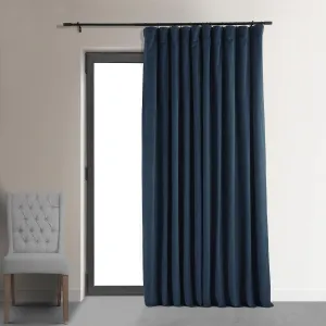 HPD Half Price Drapes Signature Velvet Thermal Blackout Curtains for Living Room 96 Inch Long (1 Panel) Rod Pocket Insulated Blackout Curtains for Bedroom Window Curtains, 100W x 96L, Midnight Blue