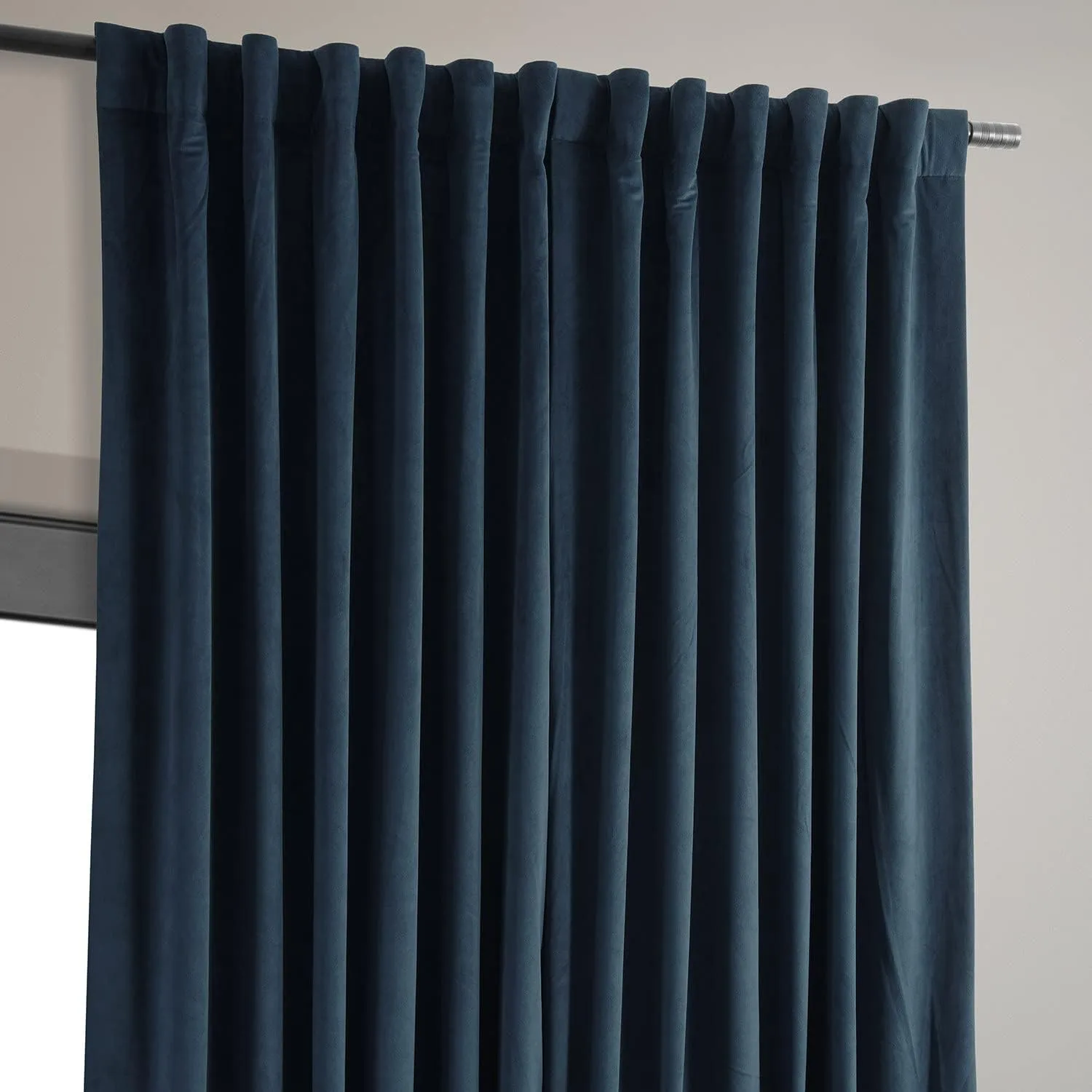 HPD Half Price Drapes Signature Velvet Thermal Blackout Curtains for Living Room 96 Inch Long (1 Panel) Rod Pocket Insulated Blackout Curtains for Bedroom Window Curtains, 100W x 96L, Midnight Blue
